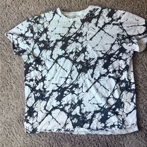 Rue21 White Tee with Black Marble Wash